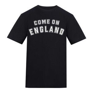England Unisex Adult England World Cup Graphic Print Cotton Blend T-Shirt / Blac